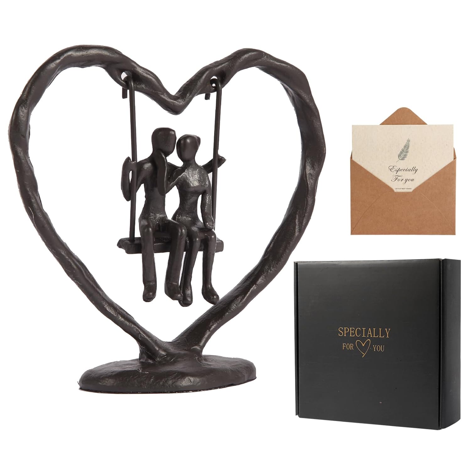Iron Anniversary Wedding Gifts For Wife/Her/Him/Husband,Wedding Gifts For Couples,Birthday/Valentine'S Day/6Th Anniversary Keepsake,Handcrafted Iron Couple Statue Decor,Heart Sculpture/Figurine