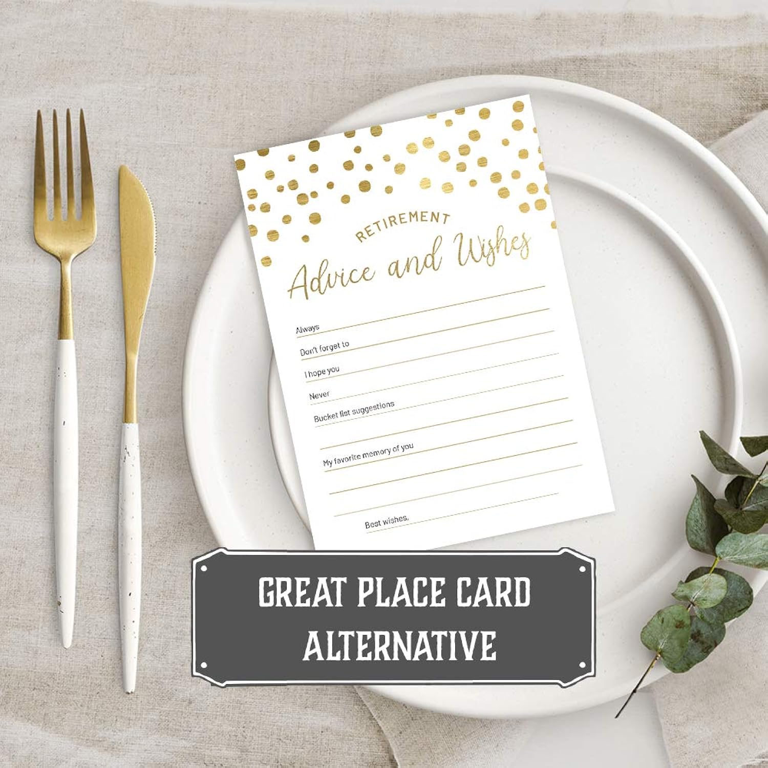 Gold Retirement Advice And Wishes Cards Perfect For Happy Retirement Party Games, Decorations, Supplies, For Men And Women, Pack Of 50