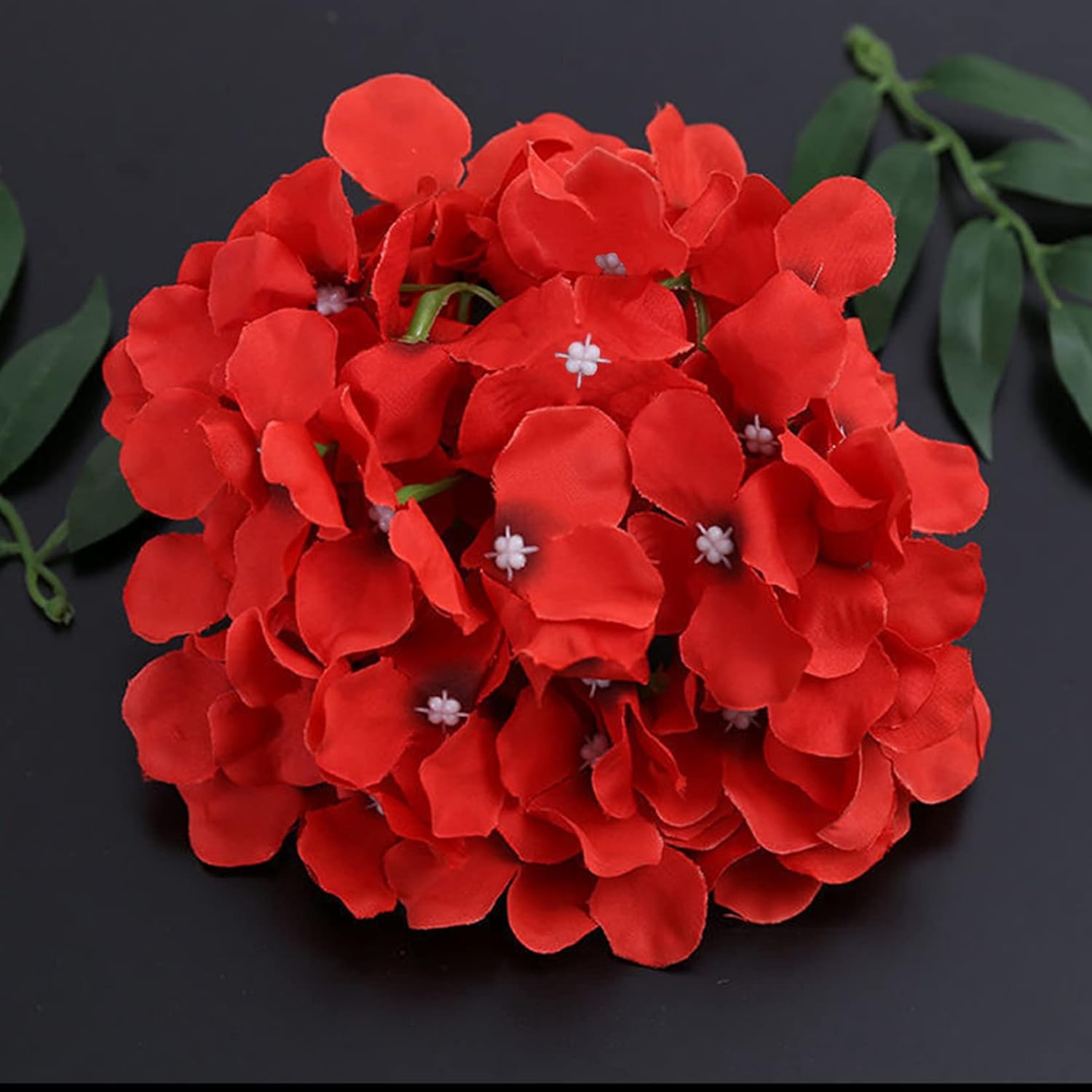 Silk Hydrangea Heads 36 Pcs Artificial Flowers Heads And 3 Dozens Stems Fake Hydrangea Flowers With Stems For Home Wedding Decor (Red)