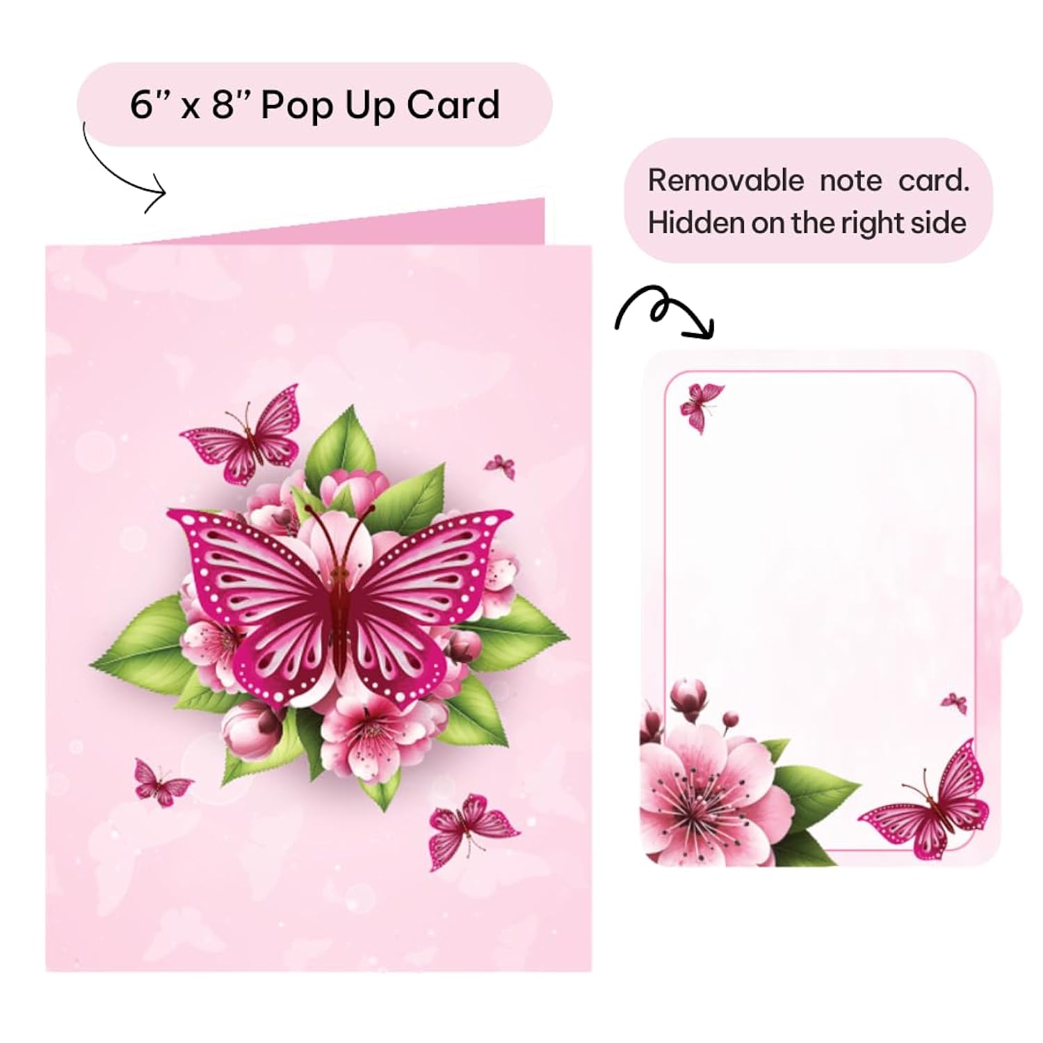 Butterfly Birthday Card, Pop Up Birthday Cards For Women, Flying Butterfly, Cherry Blossom Flower, Mothers Day Pop Up Card, 3D Greeting Cards For All Occasion