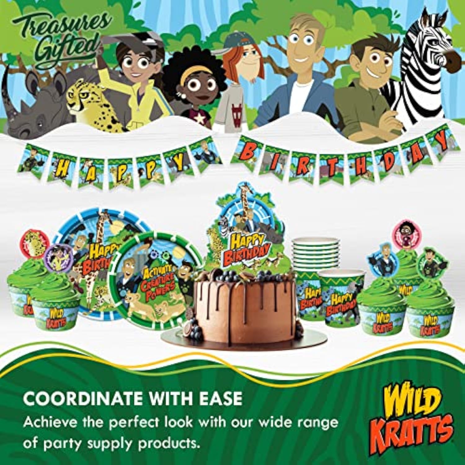 Officially Licensed Wild Kratts Birthday Party Supplies - 1 Pre-Strung Happy Birthday Banner - Wild Kratts Birthday Party Supplies