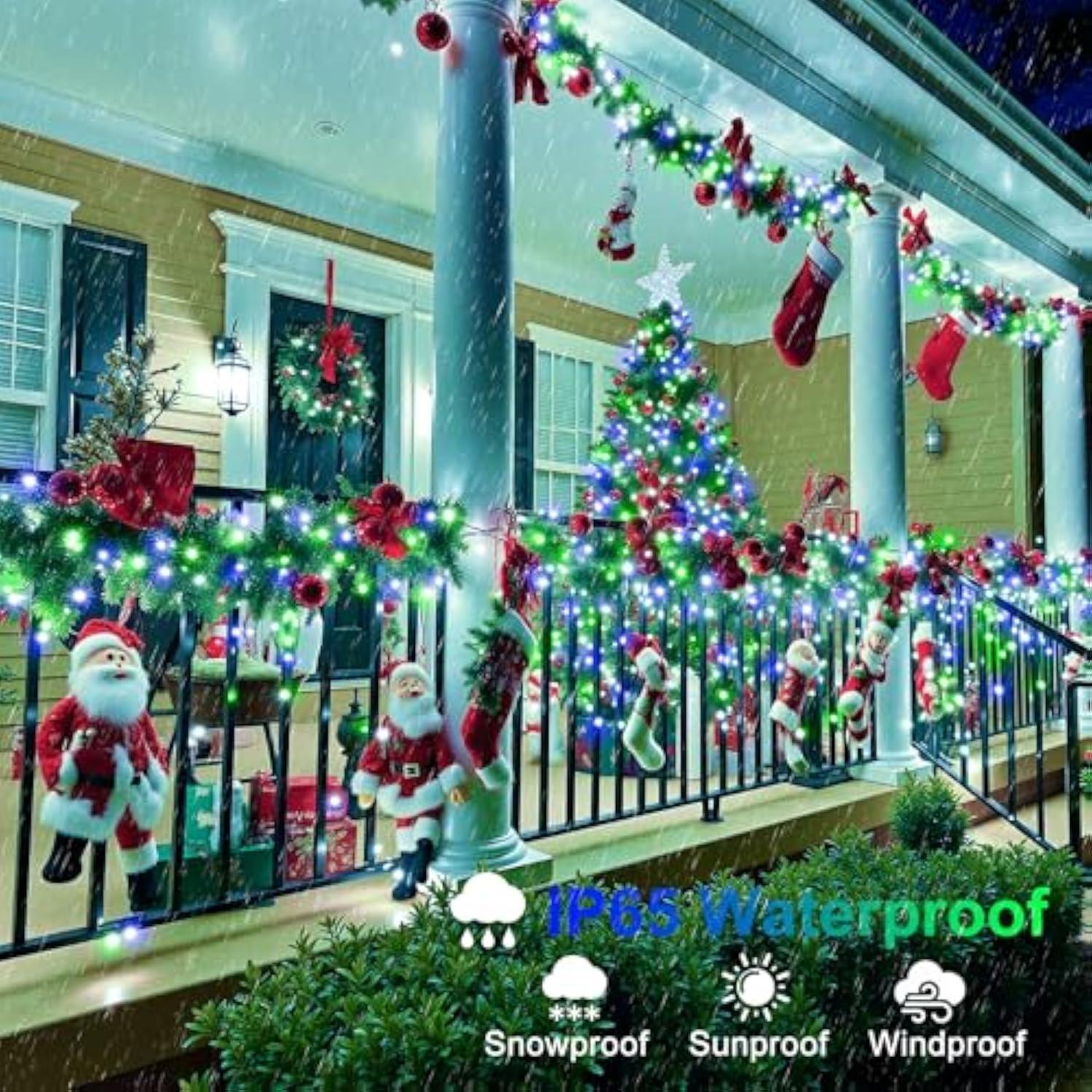 100Ft 300 Led Christmas Lights Outdoor, Christmas Tree Lights With 8 Modes Waterproof, Plug In Green Wire String Twinkle
