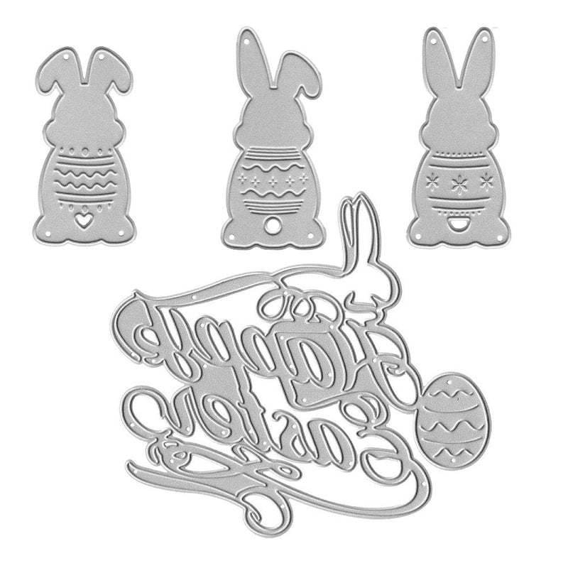 Metal Easter Die Cuts Cute 3 Pattern Rabbits Happy Easter Eggs Embossi