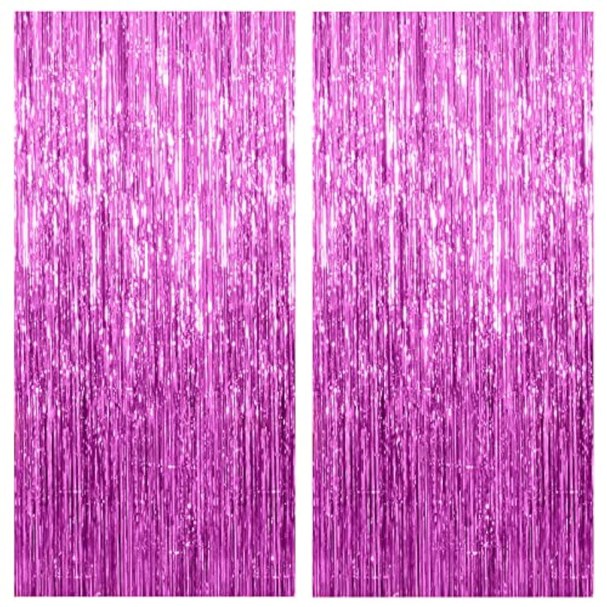 2 Pack Hot Pink Backdrop Curtain Party Streamers Hot Pink Birthday Decorations Foil Fringe Photo Backdrop Party Supplies Fiesta Grad Theme Decorations