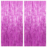 2 Pack Hot Pink Backdrop Curtain Party Streamers Hot Pink Birthday Decorations Foil Fringe Photo Backdrop Party Supplies Fiesta Grad Theme Decorations