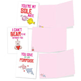 - 10 Funny Assorted Blank Humor Notecards Box Set 4 X 5.12 Inch W/Envelopes Play On Words For Men, Women (10 Designs, 1 Each) - Loving Puns Gone Wild M5660Ocb-B1X10