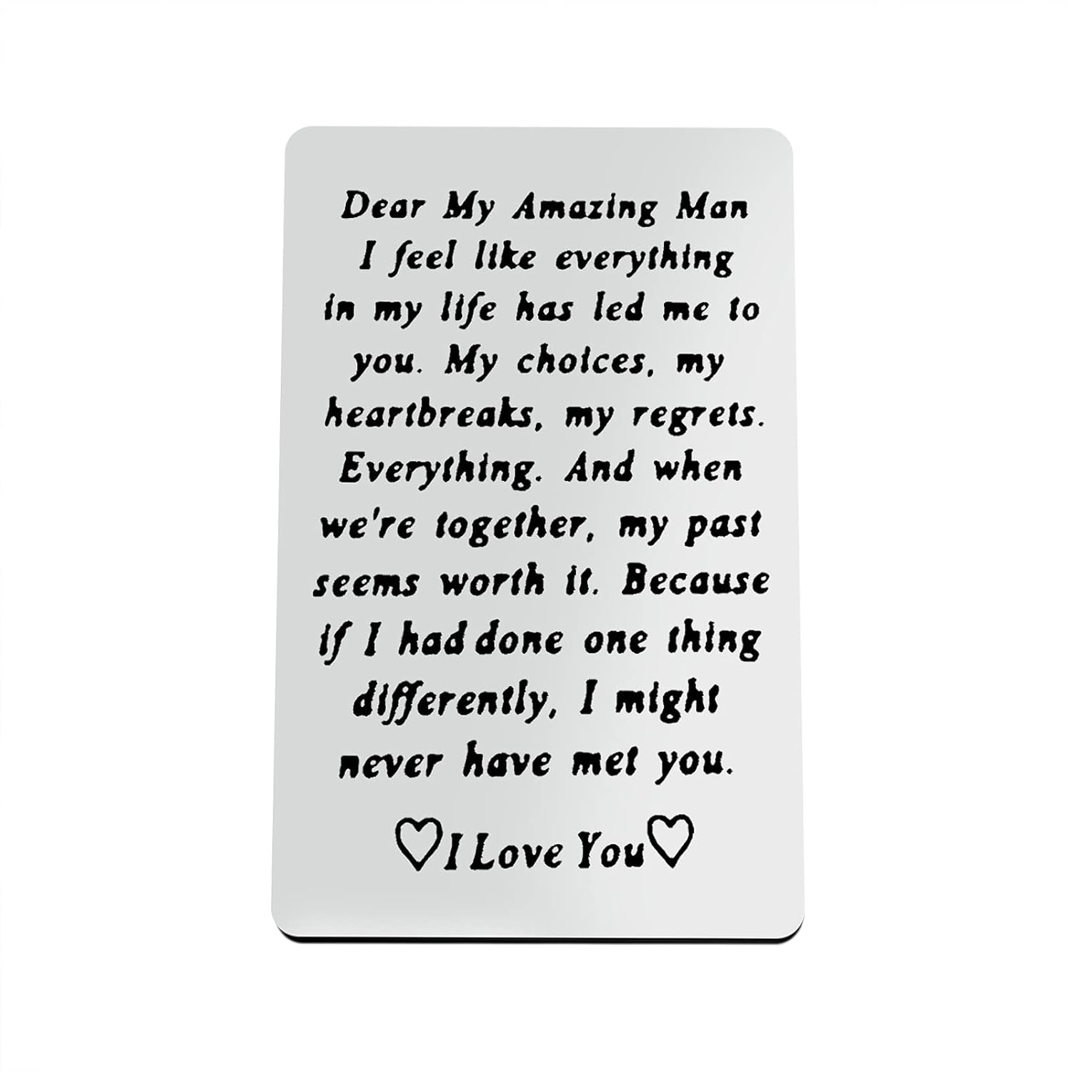 Engraved Wallet Insert Card For Boyfriend Fiance Husband Christmas Birthday Valentines Day Gifts For Men Wedding Anniversary Card Gift I Love You Gift For Him