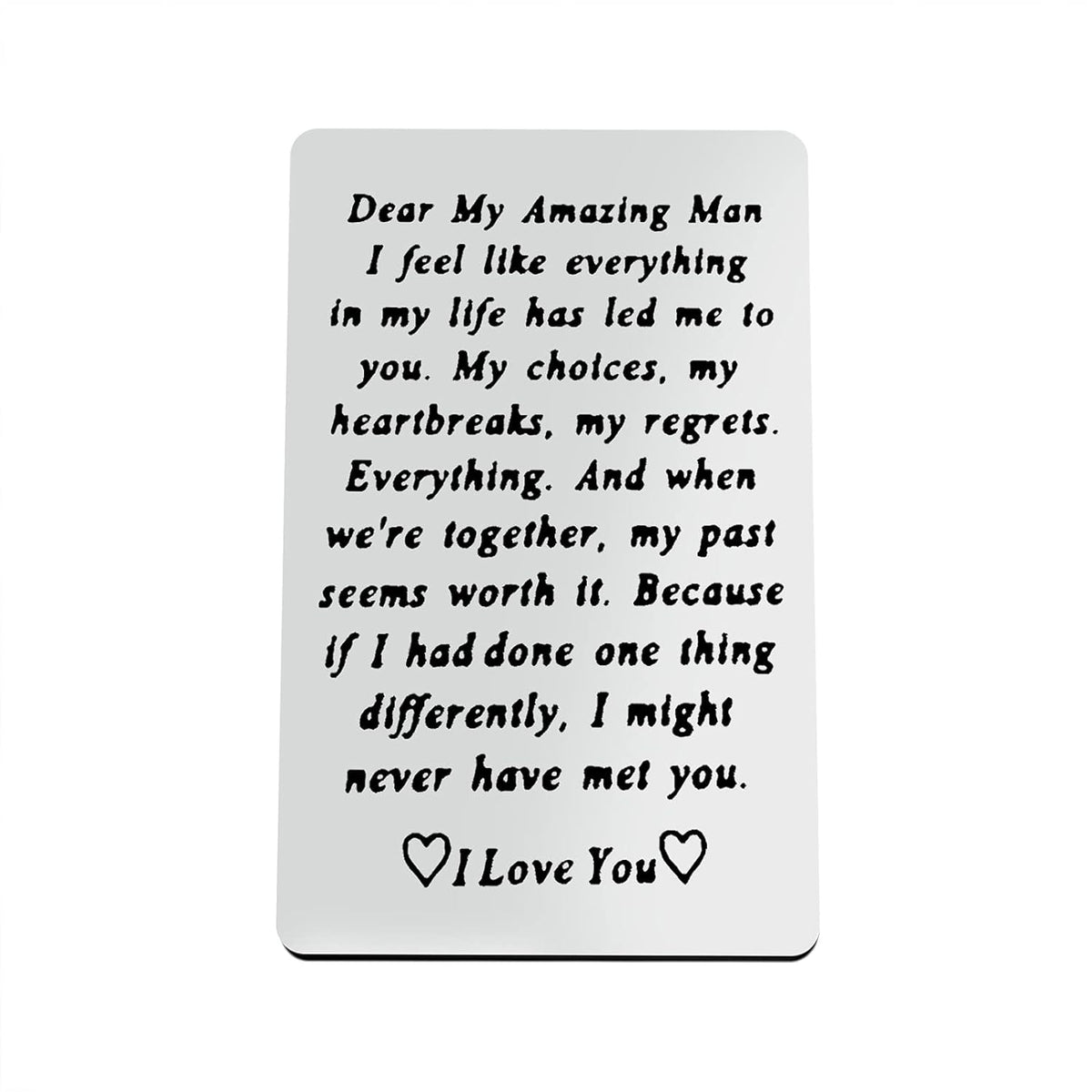 Engraved Wallet Insert Card For Boyfriend Fiance Husband Christmas Birthday Valentines Day Gifts For Men Wedding Anniversary Card Gift I Love You Gift For Him