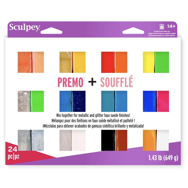 Sculpey Soufflé™ & Sculpey Premo™ Premium, Polymer Oven-Bake Clay, 24 Unique C