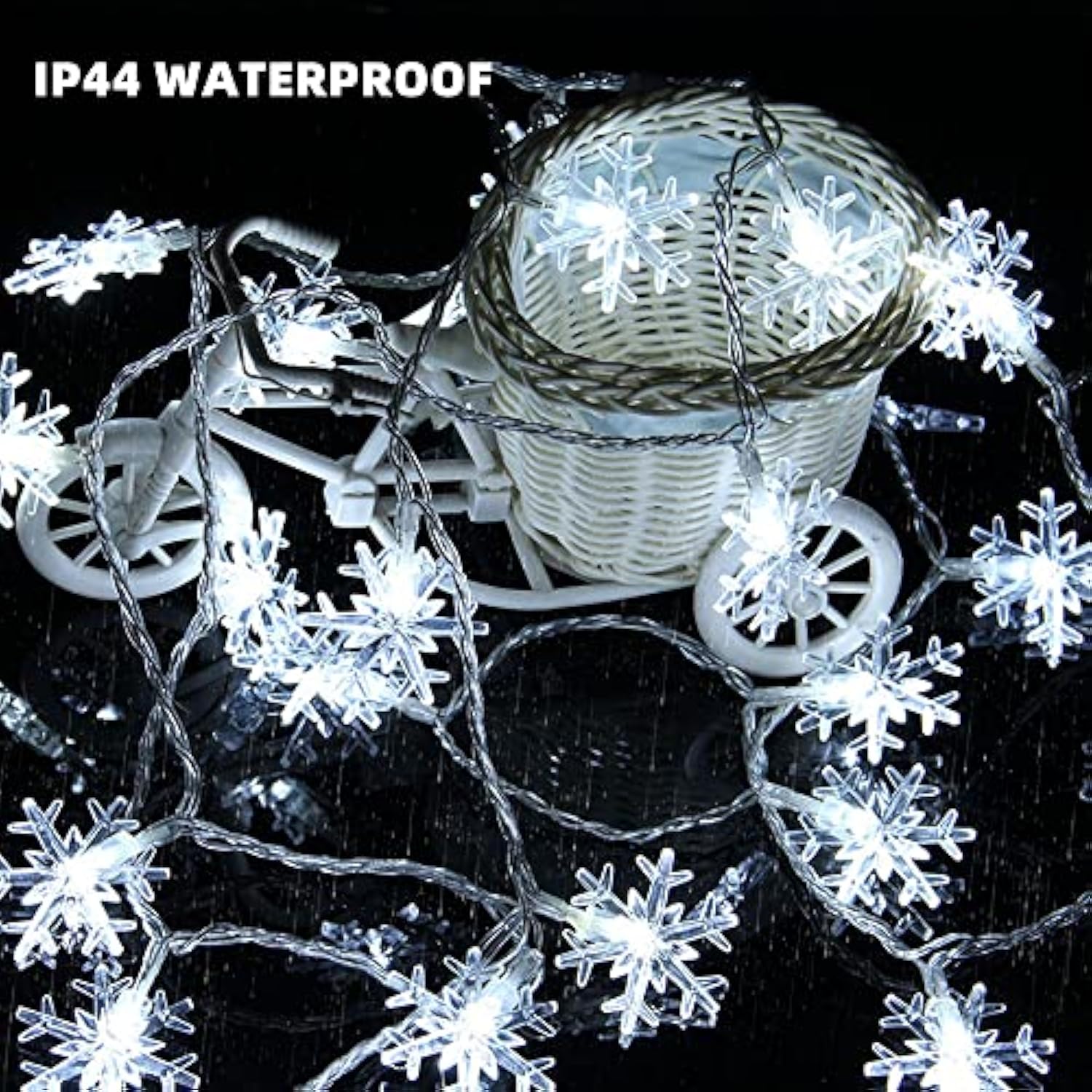 Christmas Snowflakes String Lights, 100 Led 49Ft Waterproof Christmas Lights Plug In With 8 Modes For Indoor Outdoor Hol