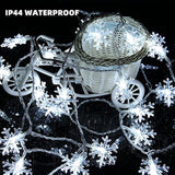 Christmas Snowflakes String Lights, 100 Led 49Ft Waterproof Christmas Lights Plug In With 8 Modes For Indoor Outdoor Hol