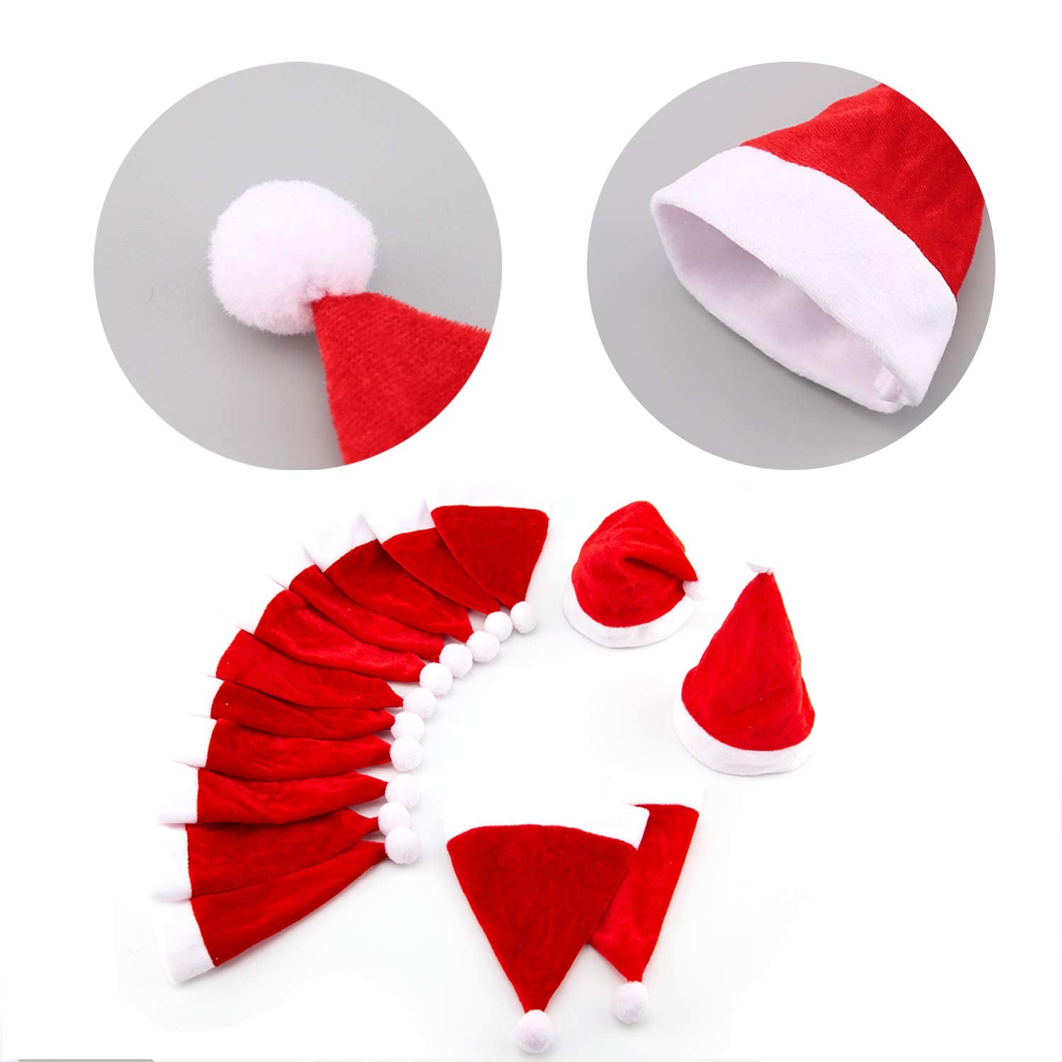 15Pcs Mini Santa Hats Tiny Christmas Hats Table Decoration For Cup Bottles Covers, Silverware Holders, Candy Socks (5.5 X 4.3 Inches)