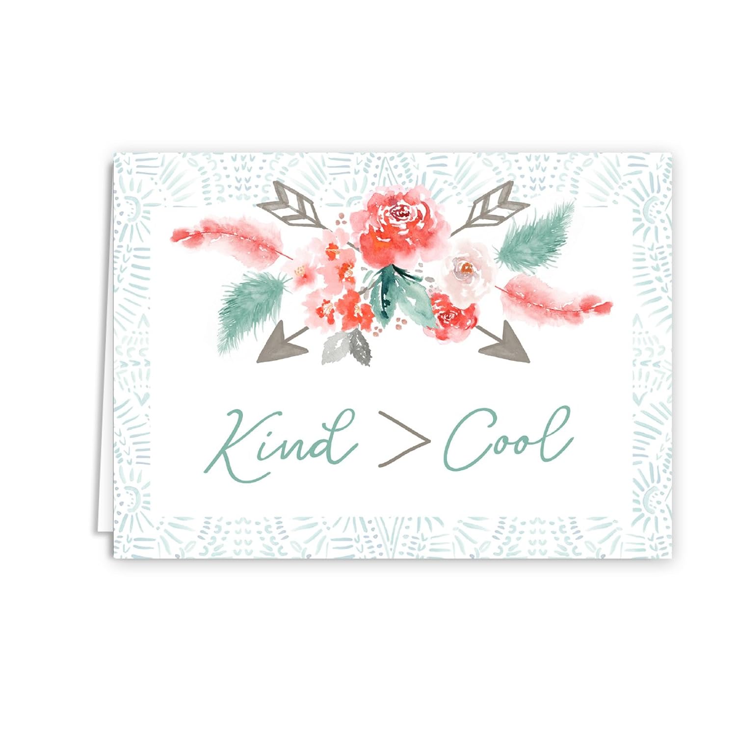 Native Choose Kind Encouragement Cards / 36 Motivational Cards / 6 Floral And Feather Designs / 4 7/8" X 3 1/2" Gratitude Assortment Card Pack