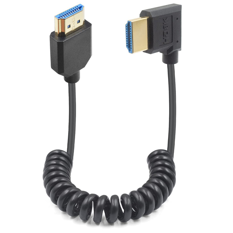 8K Coiled Hdmi Cable, 48Gbps Hdmi Coiled, Extreme Thin Right Angled Hdmi Male