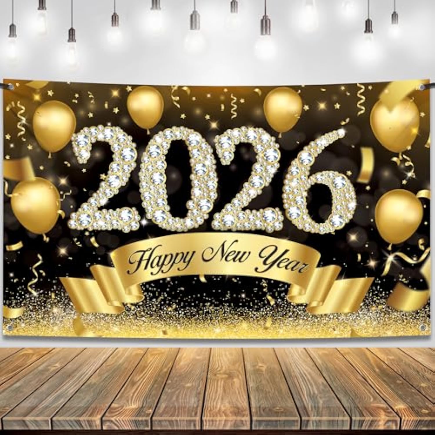 Xtralarge Happy New Year 2026 Banner 72x44In Party Backdrop Decor