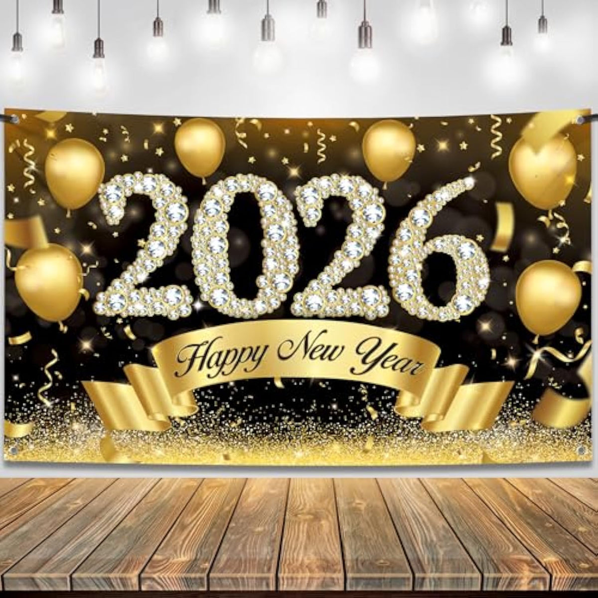 Xtralarge Happy New Year 2026 Banner 72x44In Party Backdrop Decor