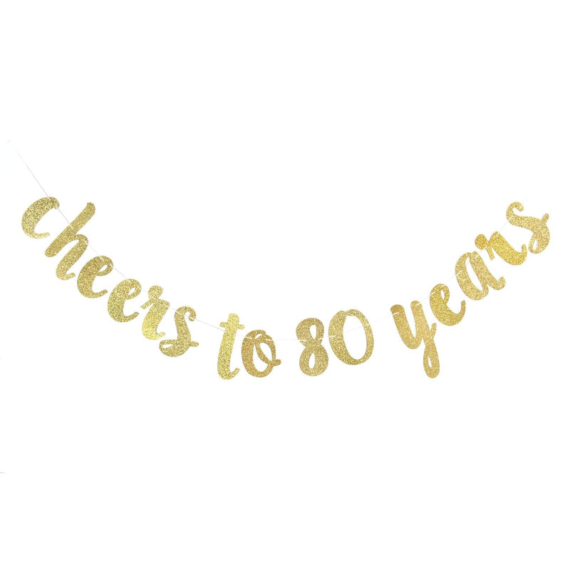 Cheers To 80 Years Banner - Happy 80Th Birthday Party Decorations - 80