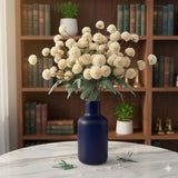 Artificial Beige Chrysanthemum Flowers – 10 Stems Faux Silk Mums With Green Leaves, Fake Flower Bouquet For Vase, Home Table Decor, Wedding Centerpieces, Party Arrangements & Holiday Décor