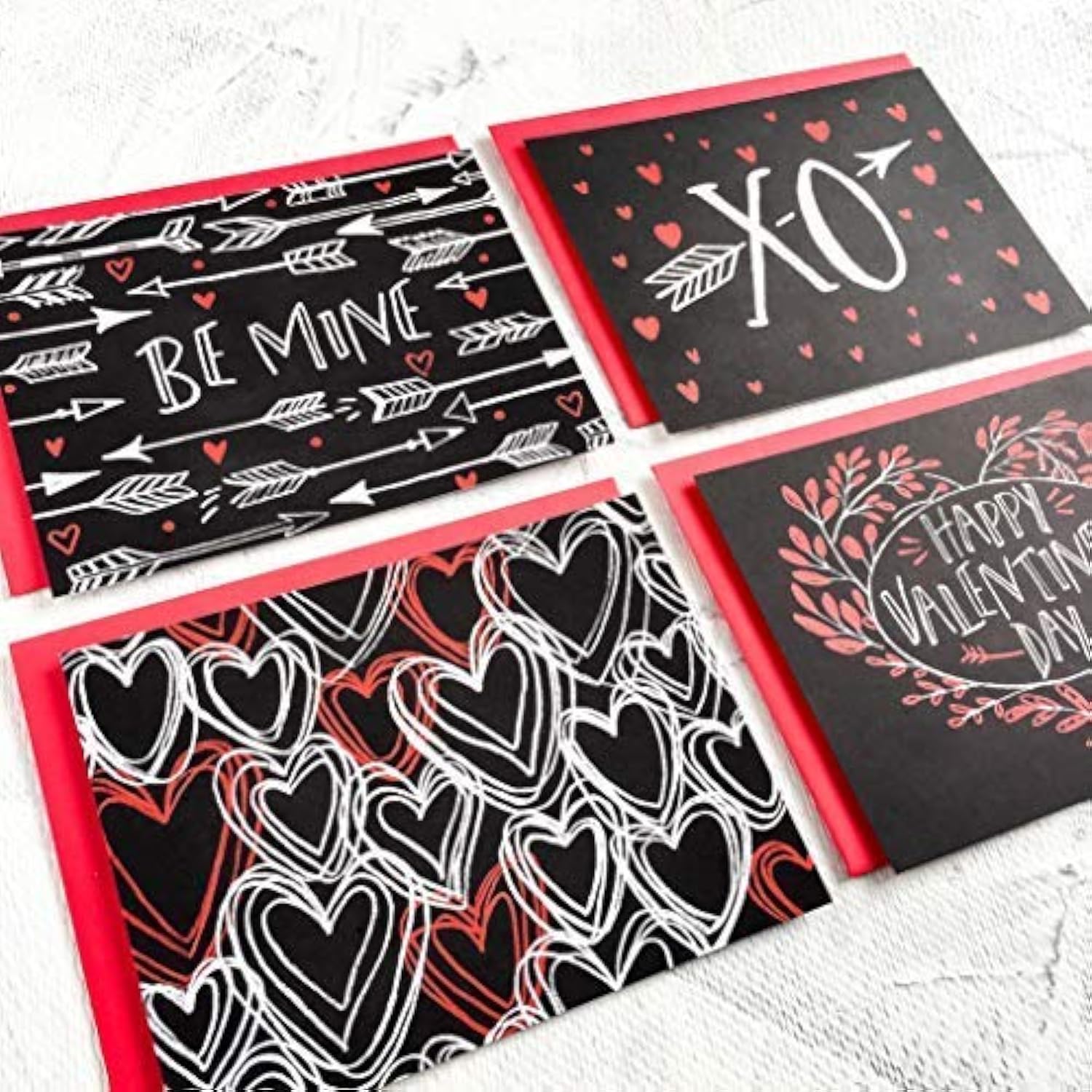 Valentines Day Card Set - Set Of 8 Chalk Art Blank Valentines Day Cards With Envelopes - Assorted Valentine Cards Great For Adults - Valentines Note Cards - Made In The Usa
