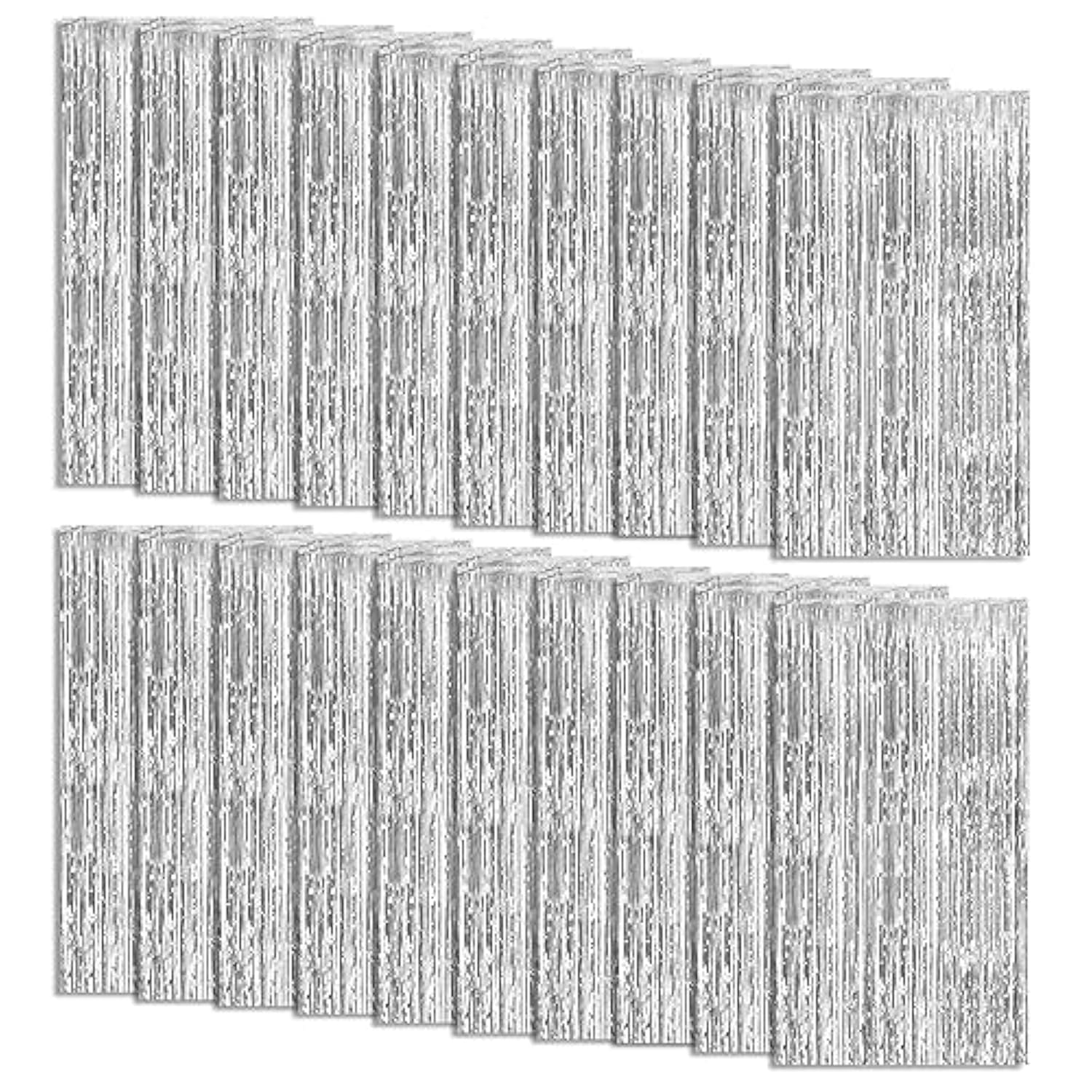20 Pack Foil Curtain Backdrop Silver Metallic Tinsel Foil Fringe Curtains Photo Booth Props For Birthday Wedding Engagement Baby Shower Bachelorette Christmas Holiday Celebration Party Decorations