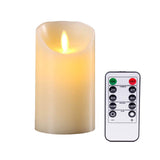 Flameless Candles, D3.15 H6 1 Pack Real Wax Not Plastic Pillar, Battery Operated Led Remote Control And Timer Function Candle For Home Party Valentines Day Mom Christmas (Wave Head, Ivory)