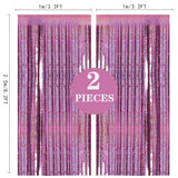 Pink Foil Fringe Curtains, 2 Pack 3.2 x 8.2 ft Party Backdrop