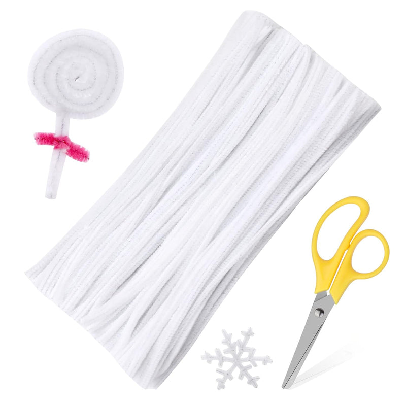 200 Pcs Pipe Cleaners, White Chenille Stems Creative Craft Pipe Cleaners For W