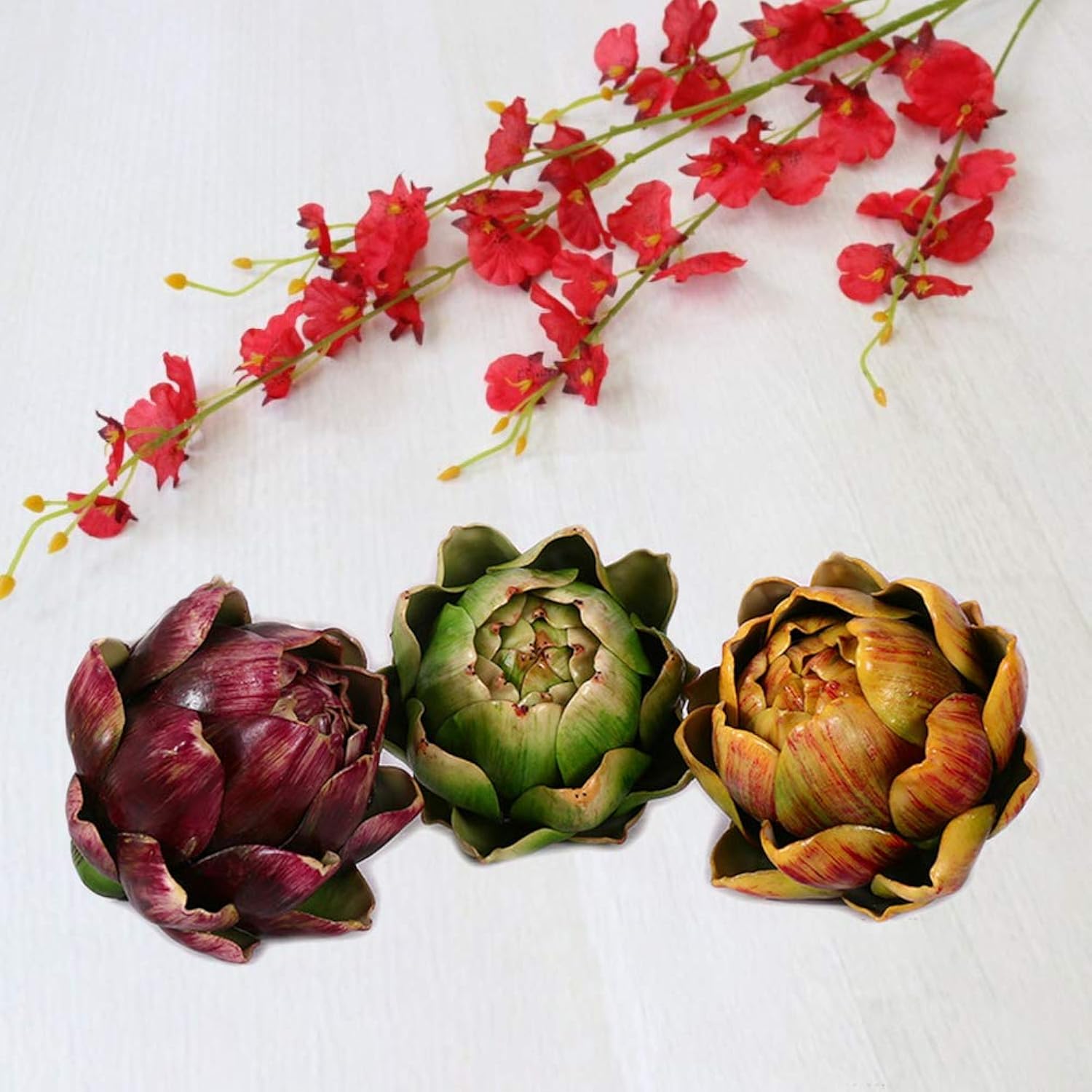 3Pcs Artificial Artichoke Vegetables Faux Plastic Artichoke Artificial Flower For Wedding Party Bouquet Table Home Diy Office Party Christmas Decoration