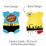 Big Dot of Happiness Bam Superhero - Comic Book Wish Card Baby Shower Activities - Shaped Advice Cards Game - Set of 20