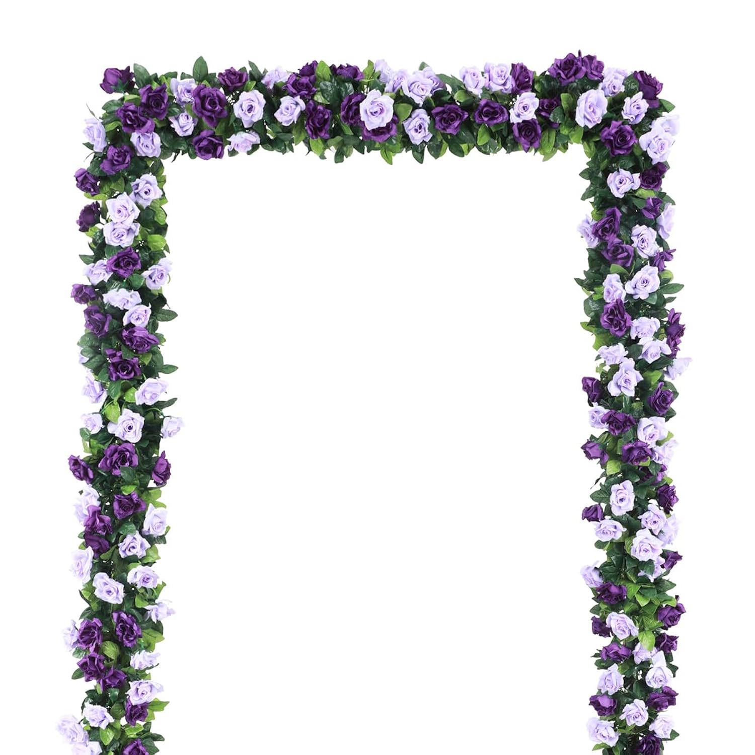 3Pack Artificial Rose Flower Garland, 23.7Ft Fake Vines Silk Flowers Hanging Rose Ivy For Wedding Arch Decorations Room Party Home Garden Hotel Office Wall Decor (Purple)