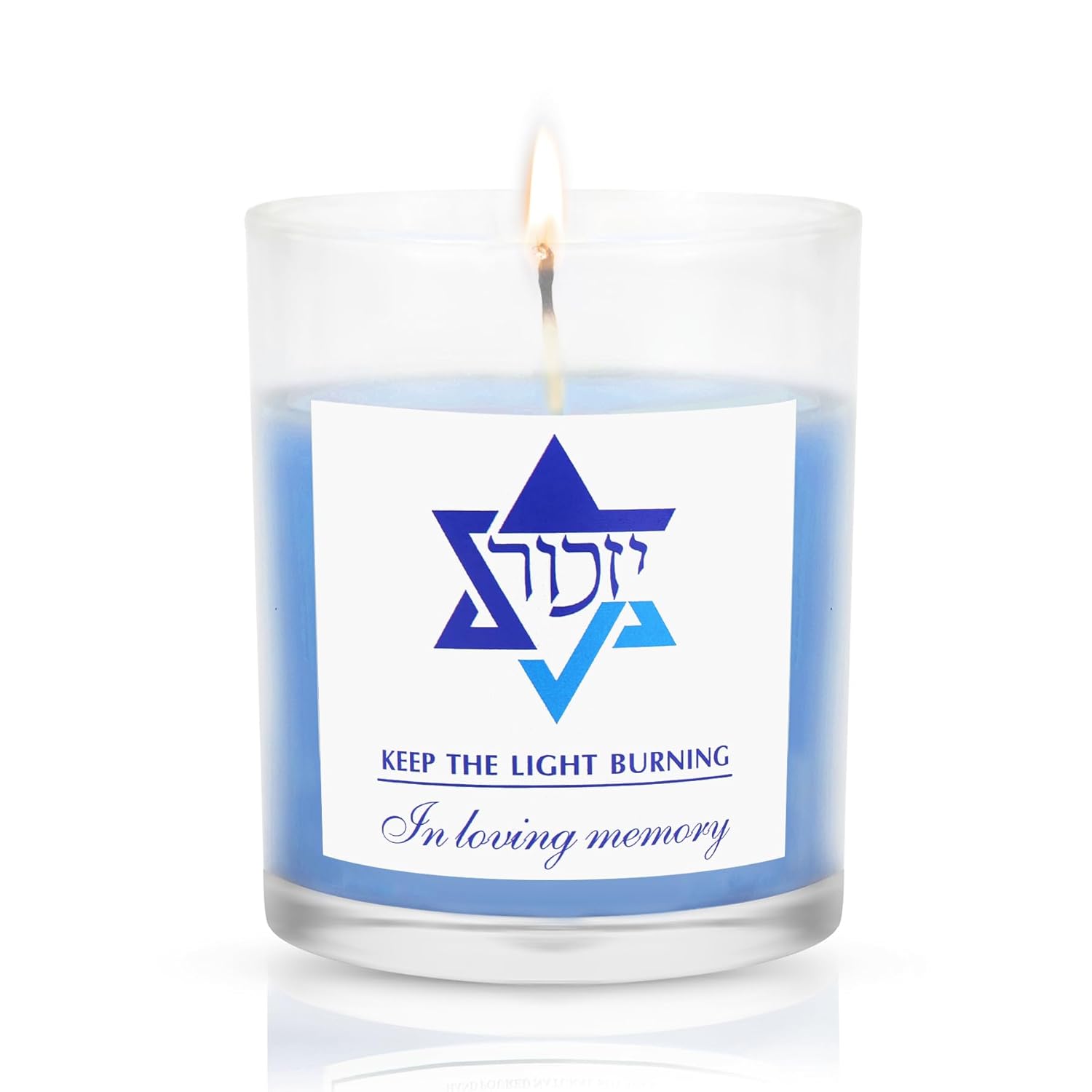 Yahrzeit Candles - Yahrzeit Memorial Candles, Jewish Sympathy 24 Hour Prayer Mourning Memory For Deceased, Jewish Remembrance Gift For Loss Of A Loved One, Yahrtzeit Funeral Decoration Blue Soy Wax