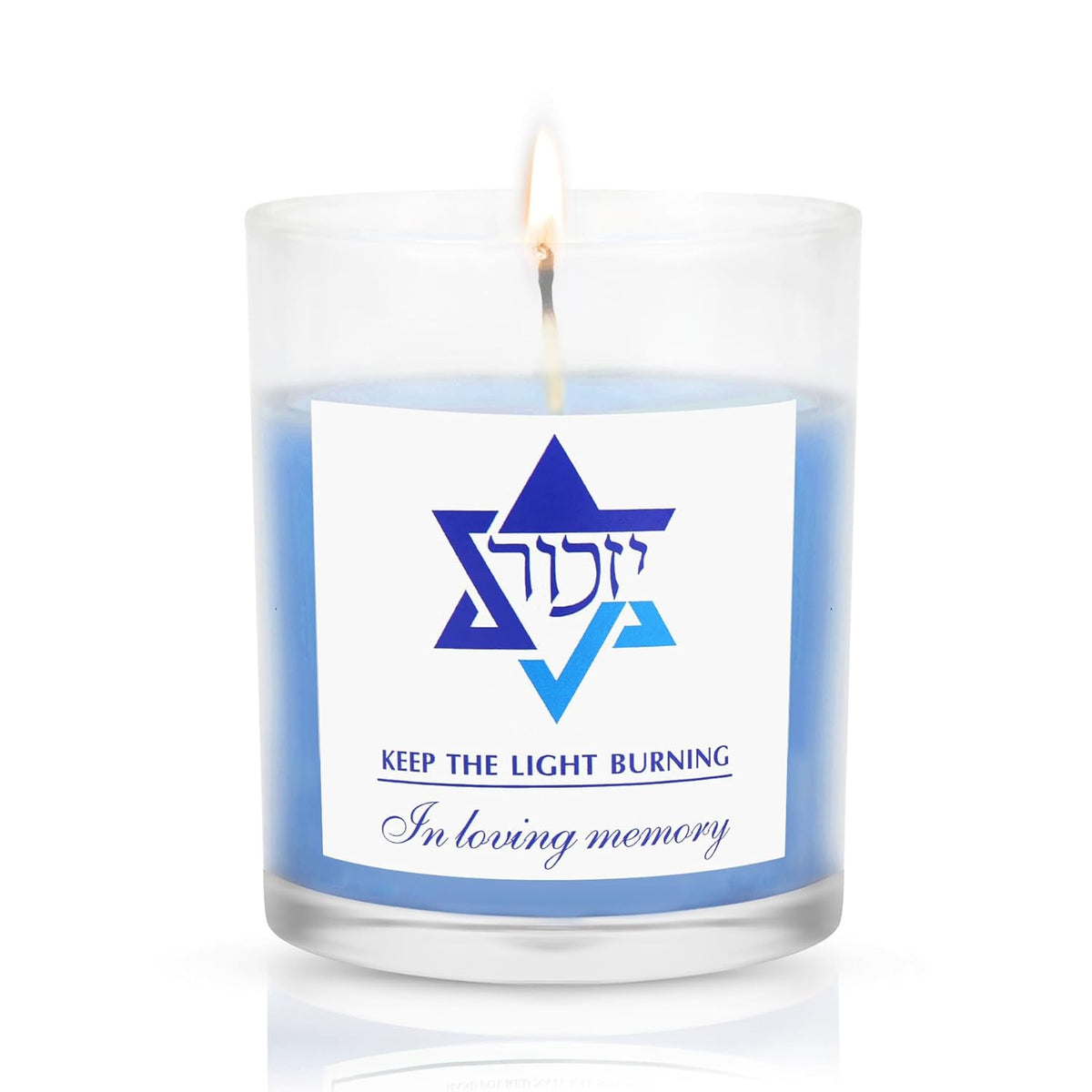 Yahrzeit Candles - Yahrzeit Memorial Candles, Jewish Sympathy 24 Hour Prayer Mourning Memory For Deceased, Jewish Remembrance Gift For Loss Of A Loved One, Yahrtzeit Funeral Decoration Blue Soy Wax
