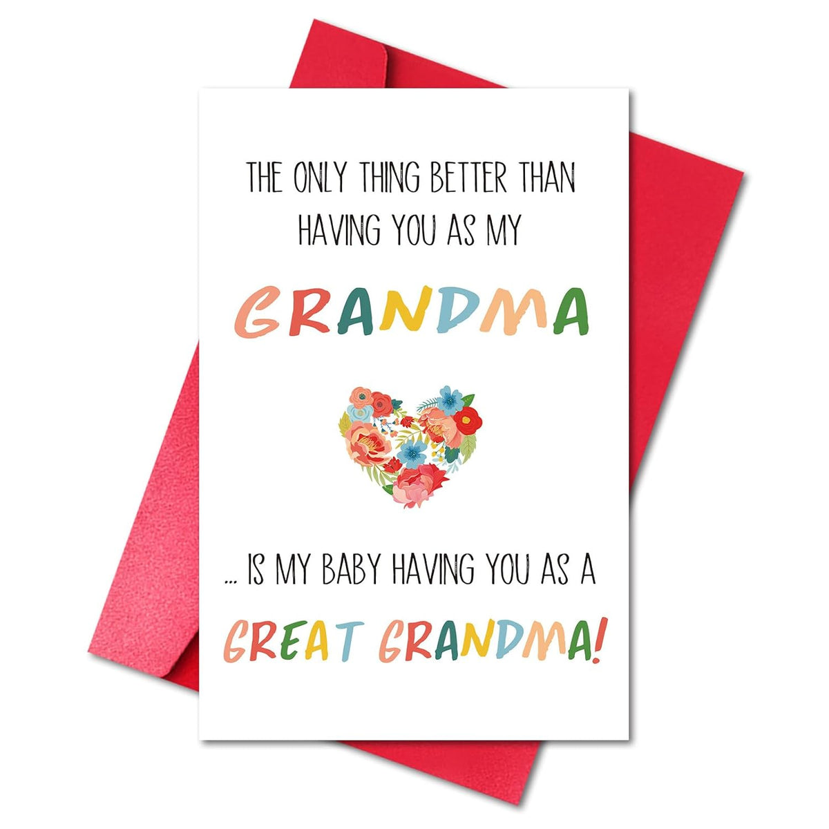 Funny Pregnancy Card For Grandma, Baby Born Announcement Card From Grandson Or Granddaughter (The Best Thing Is My Baby Having You As A Great Grandma)