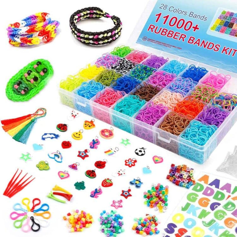 11880+ Loom Bands Set: Colorful Rubber Bands In 28 Colors With Container, 600