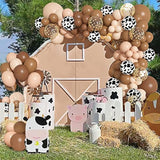 170Pcs Cowboy Balloons Garland Arch Kit, Cow Brown Neutral Blush Confetti Print Balloons For Western Cowboy Cowgirl Farm Animal Themed Baby Shower Bachelor Birthday Party Decorations Supplies