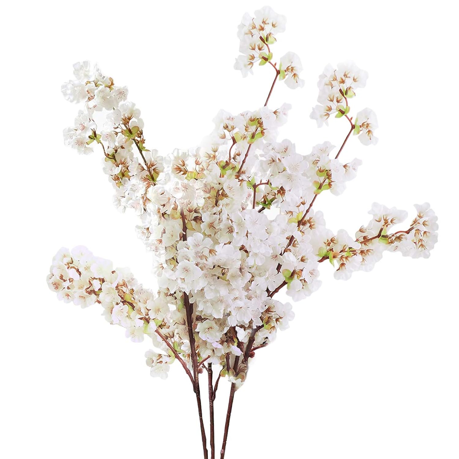 Silk Cherry Blossom Branches, Artificial Cherry Blossom Tree Stems Faux Cherry Flowers Vase Arrangements For Wedding Home Decor, Set Of 3