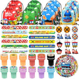98 Pcs Train Party Favors,Train Print Party Supplies Include Stickers Stamps Keychains Slap Bracelets And Drawstring Bags Party Decorations For Kids Traintheme Birthday Supplies (A-Train)