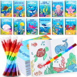 12 Under The Sea Mini Coloring Books Kids With 12 Stacking Crayons Ocean Animals Party Favors Small Activity Books Bulk For Kids Fish Birthday Party Gift Goodie Bag Stuffers
