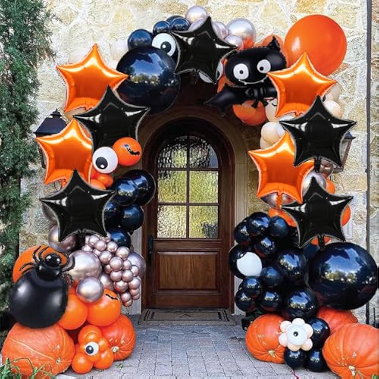 30Pc 18" Star Foil Balloons – Orange & Black Big Stars for Party Decorations