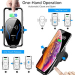 Wireless Car Charger, Auto-Clamping Car Phone Holder Mount 10W 7.5W Fast Charging Air Vent Car Charger