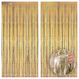 Champagne Gold Fringe Curtain Backdrop 3.2x8ft Pack of 2 Party Decor