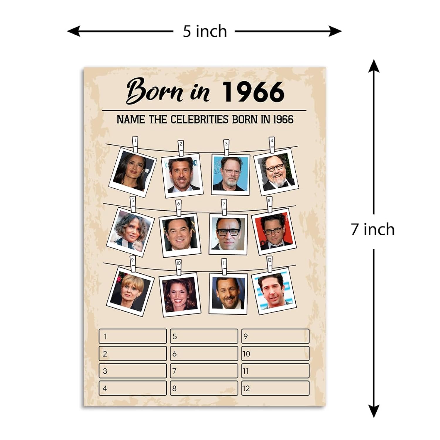 60Th Birthday Party Games, Set Of 2 Activities For 15 Guests, Born In 1966 Games Bundle, Birthday Party Supplies For Adults, Pack Of 30 Cards