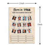 60Th Birthday Party Games, Set Of 2 Activities For 15 Guests, Born In 1966 Games Bundle, Birthday Party Supplies For Adults, Pack Of 30 Cards