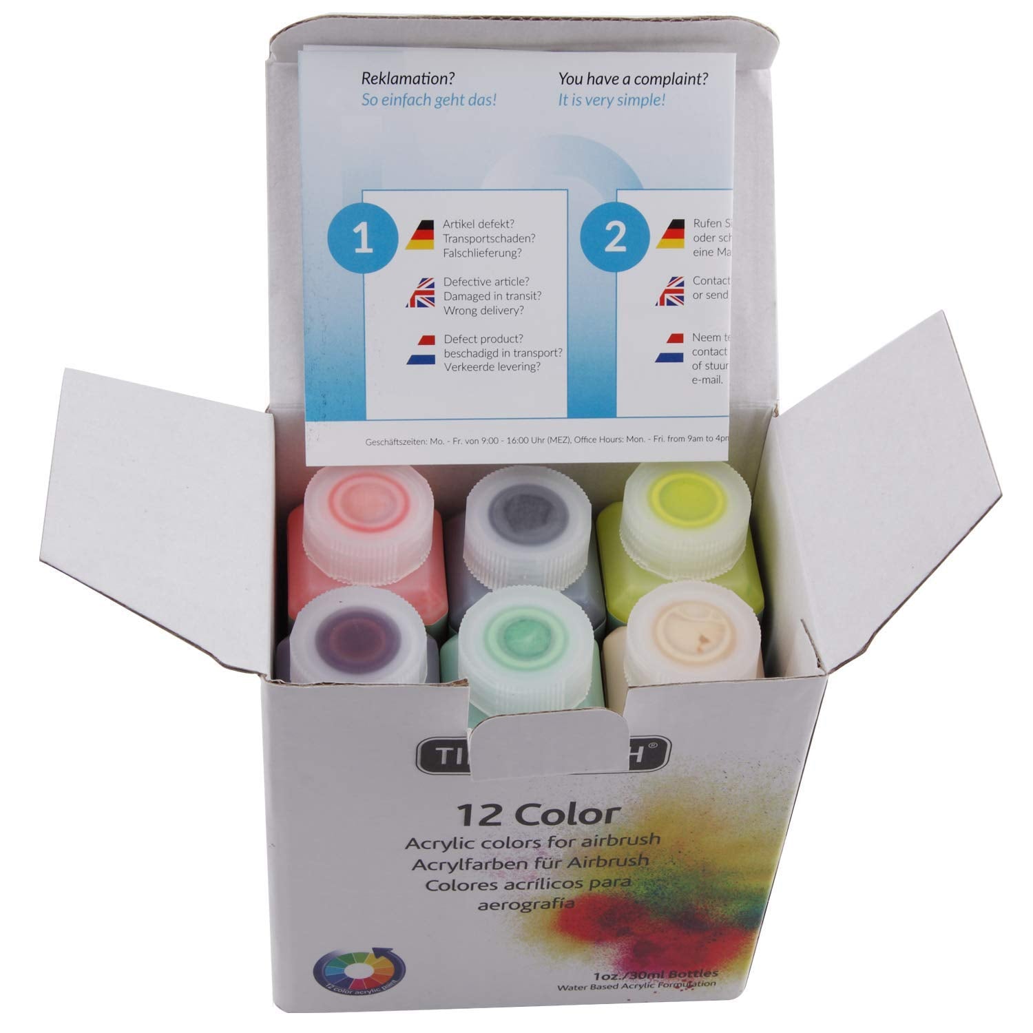 Professional Airbrush Paint, 12X30Ml Airbrush Paint Set Of Acrylic Paint, Quick Drying Water Based, Rich Vivid Colors For Artists, Students, Beginners