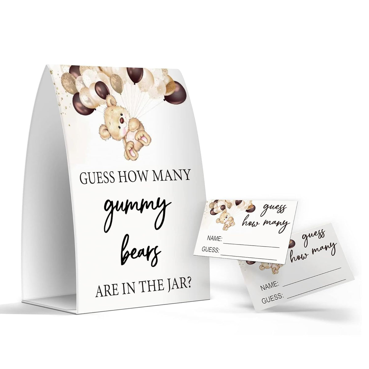 How Many Gummy Bears Are In The Jar, Gummy Bears Baby Shower Games, Gummy Bears Theme Baby Shower - One Sign And 50 Cards (Ges10)
