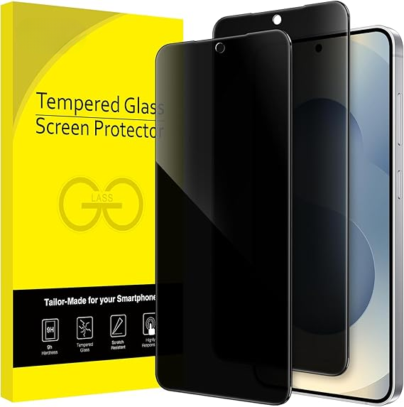 2-Pack Privacy Screen Protector for Samsung S25 5G, Anti-Spy, Tempered Glass, Fingerprint ID