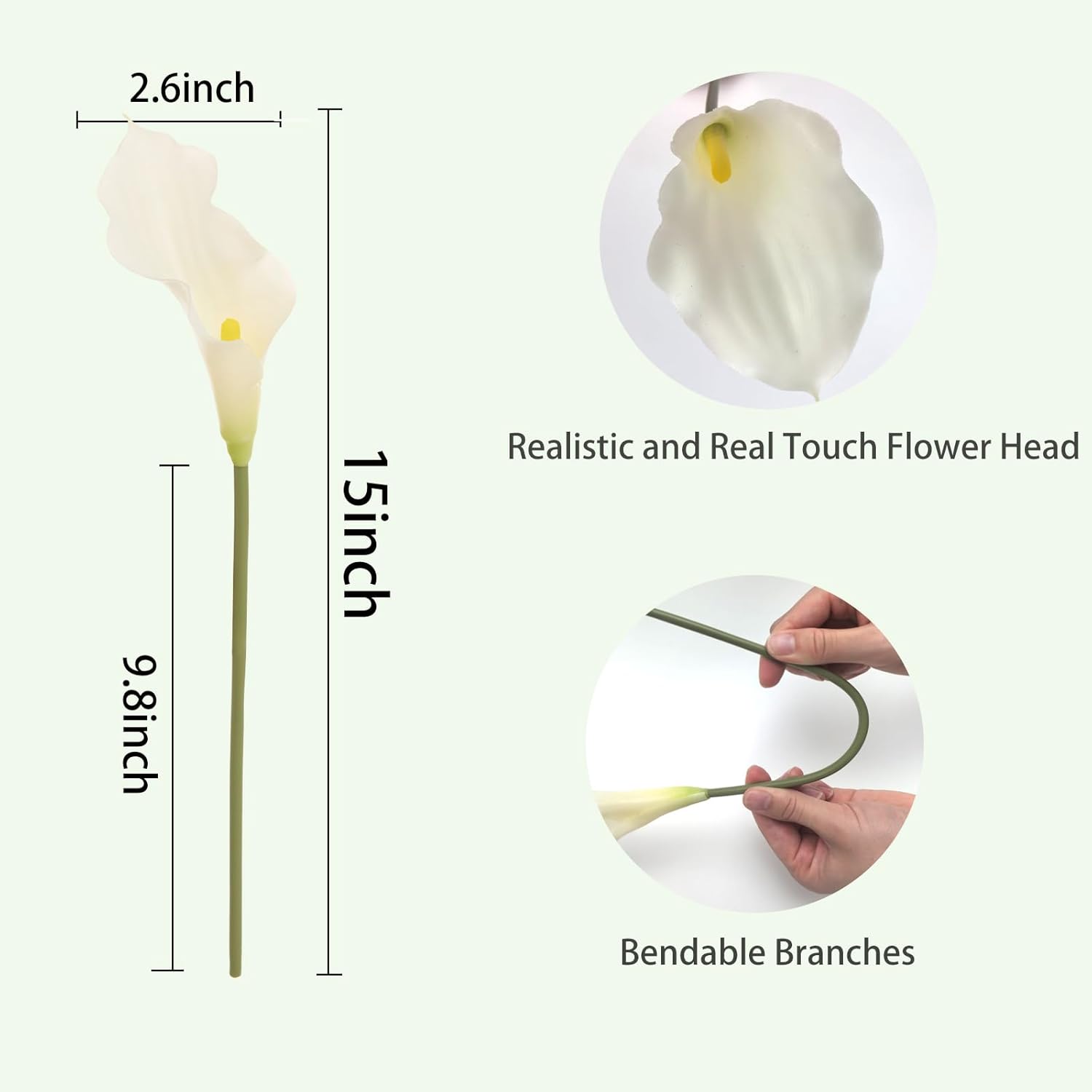 12 Pcs White Calla Lily Artificial Flowers,14.6" Faux Calla Lilies Flower Real Touch Silicone Fake Lilies Flowers For Home Decor,Diy Wedding Centerpieces, Indoor Floral Arrangements