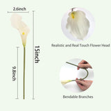 12 Pcs White Calla Lily Artificial Flowers,14.6" Faux Calla Lilies Flower Real Touch Silicone Fake Lilies Flowers For Home Decor,Diy Wedding Centerpieces, Indoor Floral Arrangements