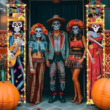 Halloween Dia De Los Muertos Lighted Porch Sign Banner Indoor Outdoor Party Decor