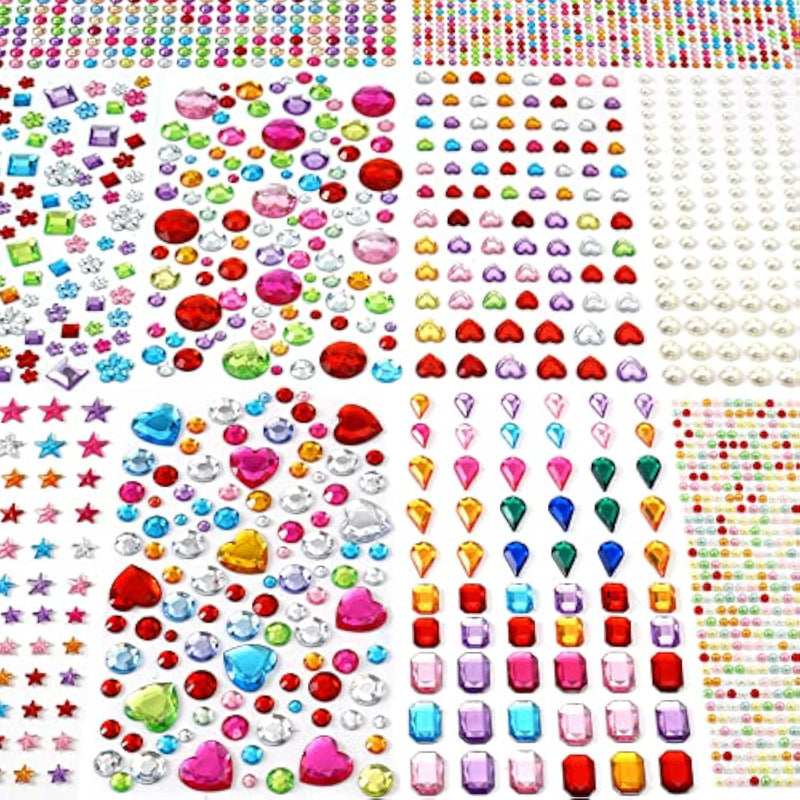 2774Pcs Gem Stickers Jewels For Crafts - Self Adhesive Rhinestone Jewel Stickers, Stick On Gems Rhinestones For Crafts, Acrylic Bling Heart Stickers, Craft Supplies For Kids